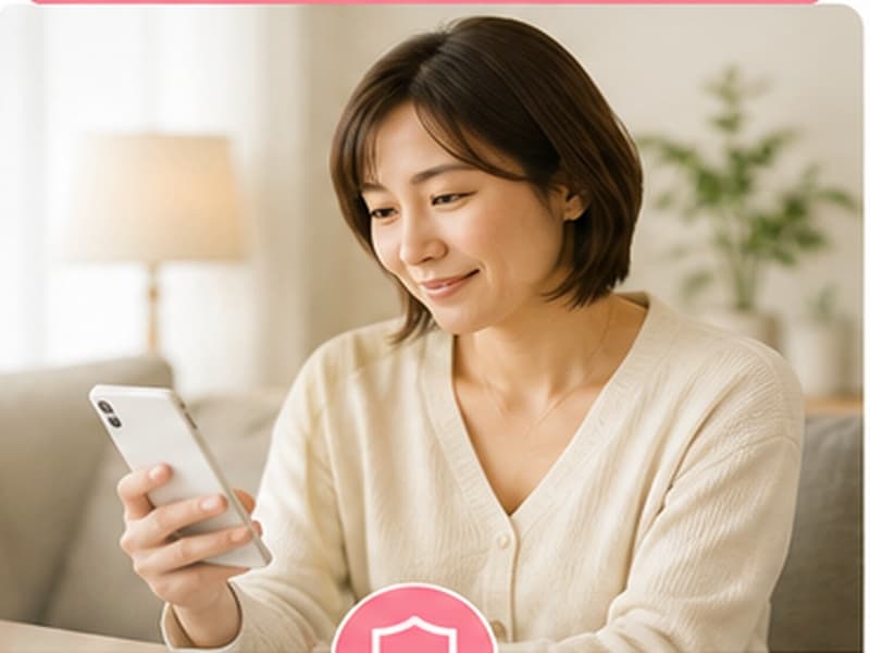 スマートフォンでブロック機能を使う女性